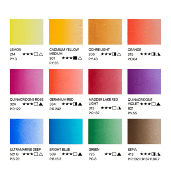 Set Acuarelas en Pastillas White Nights Botánica 12 Colores