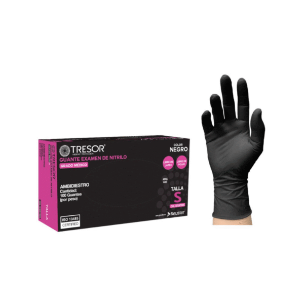 Guante de Nitrilo Negro Tresor M 100un